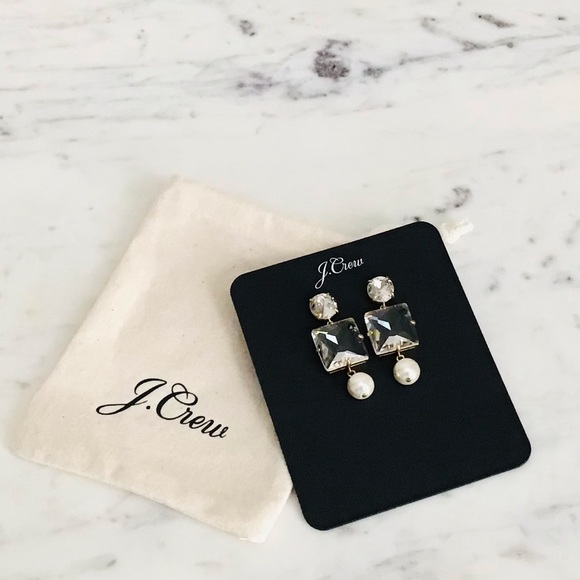 J.Crew Crystal and Pearl Drop Earrings NWT - Picture 8 of 9